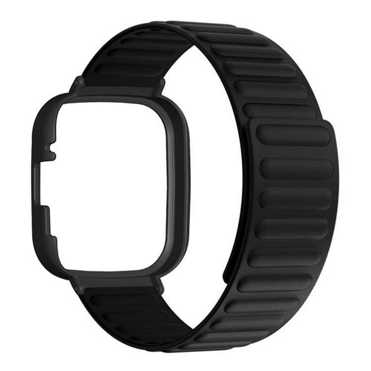 For Xiaomi Redmi Watch 3 Silicone Watch Band Magnetic Strap with PC Watch Case - Black