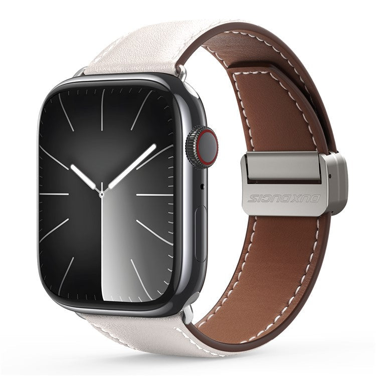 DUX DUCIS YA Series Strap for Apple Watch Series 10 42mm / 9 8 7 41mm / SE (2023) SE (2022) SE 6 5 4 40mm / 3 2 1 38mm Genuine Cow Leather Watch Band - White
