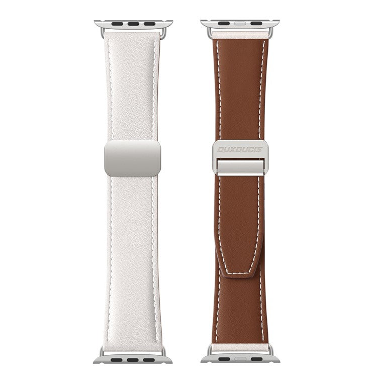 DUX DUCIS YA Series Strap for Apple Watch Series 10 42mm / 9 8 7 41mm / SE (2023) SE (2022) SE 6 5 4 40mm / 3 2 1 38mm Genuine Cow Leather Watch Band - White