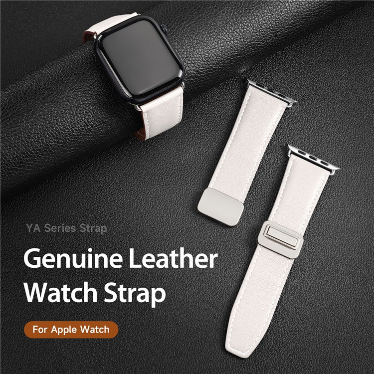 DUX DUCIS YA Series Strap for Apple Watch Series 10 42mm / 9 8 7 41mm / SE (2023) SE (2022) SE 6 5 4 40mm / 3 2 1 38mm Genuine Cow Leather Watch Band - White