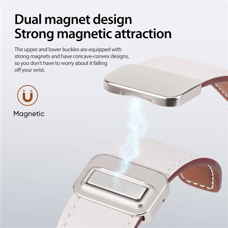 DUX DUCIS YA Series Strap for Apple Watch Series 10 42mm / 9 8 7 41mm / SE (2023) SE (2022) SE 6 5 4 40mm / 3 2 1 38mm Genuine Cow Leather Watch Band - White