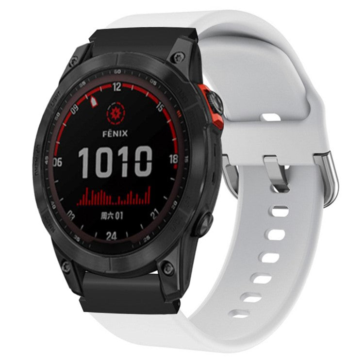 For Garmin Fenix 7S / 6S / 5S Watch Strap Silicone Breathable Replacement Bands with 20mm PC Connector - White