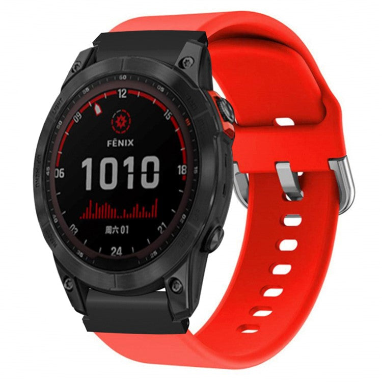 For Garmin Fenix 7S / 6S / 5S Watch Strap Silicone Breathable Replacement Bands with 20mm PC Connector - Red