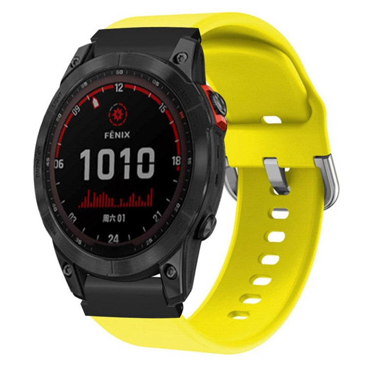 For Garmin Fenix 7S / 6S / 5S Watch Strap Silicone Breathable Replacement Bands with 20mm PC Connector - Yellow