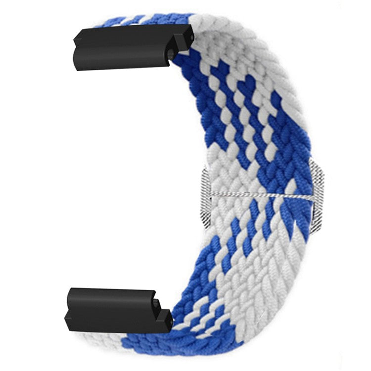 For Garmin Fenix 7S / 6S / 5S Stretchy Nylon Watch Strap Sport Wristbands with 20mm PC Connector - Blue+White