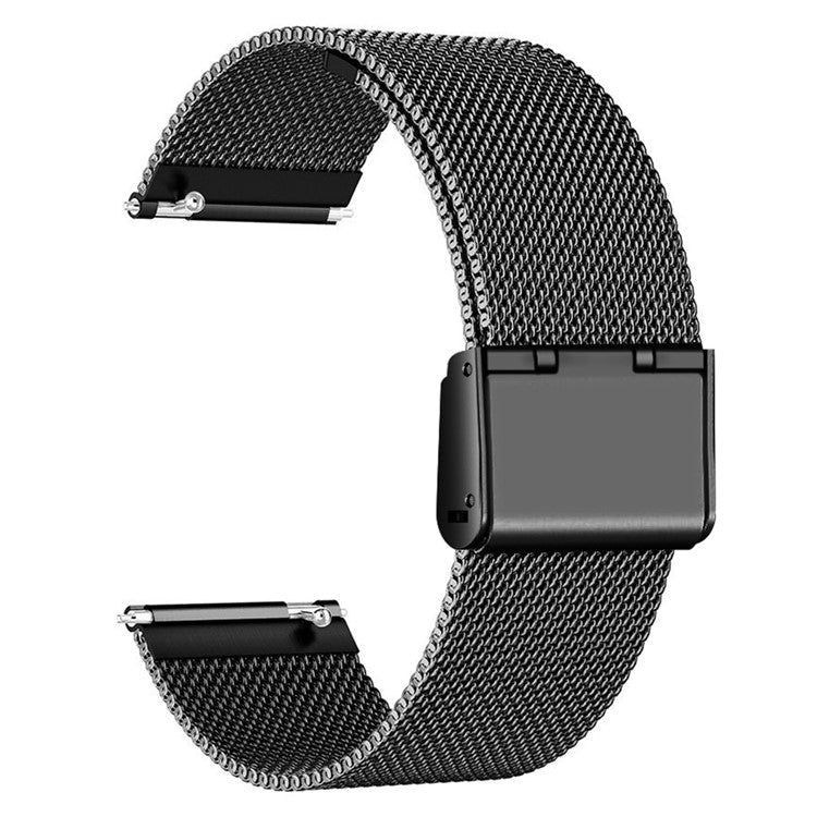 For Popglory 1.85'' P66 Smart Watch Strap Milanese 22mm Quick Release Watch Band with Buckle - Black