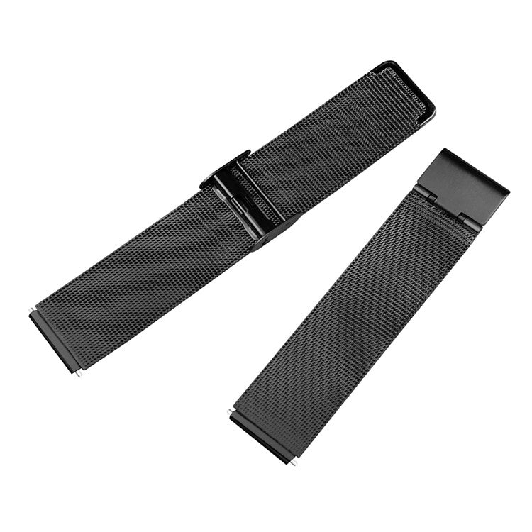 For Popglory 1.85'' P66 Smart Watch Strap Milanese 22mm Quick Release Watch Band with Buckle - Black