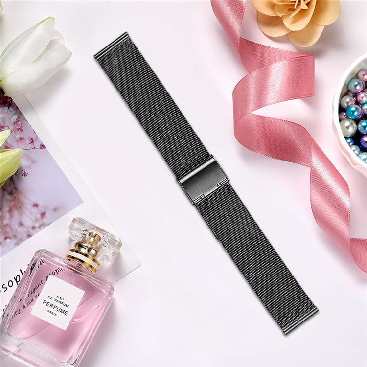 For Popglory 1.85'' P66 Smart Watch Strap Milanese 22mm Quick Release Watch Band with Buckle - Black