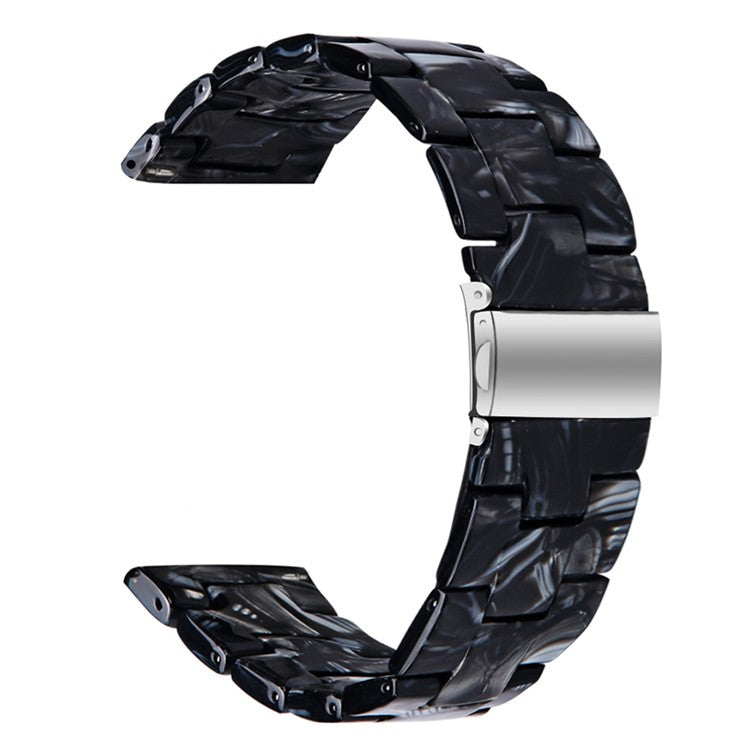 For Garmin Vivoactive 4 Resin Watch Strap 22mm Waterproof Replacement Watch Band - Glossy Black