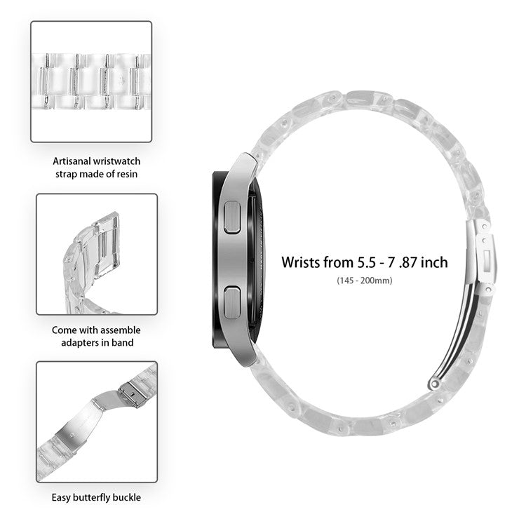 For Garmin Vivoactive 4 Resin Watch Strap 22mm Waterproof Replacement Watch Band - Transparent