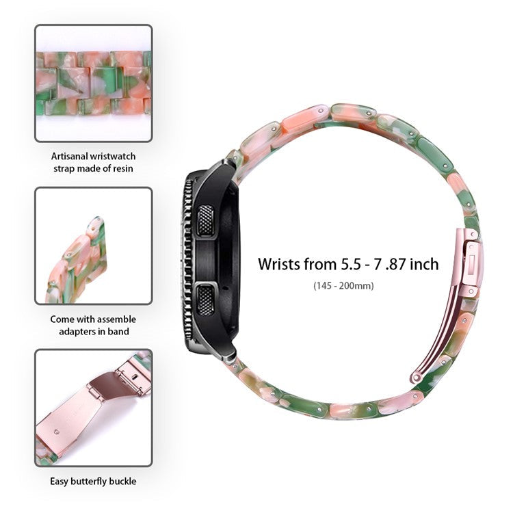 For Huawei Watch 4 Pro / Watch GT 3 / 2 46mm Replacement Watch Band Waterproof 22mm Resin Watch Strap - Pink / Green