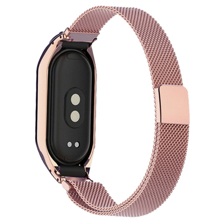 KALEBOL KLB-ML-001 For Xiaomi Smart Band 9 NFC / 9 / 8 NFC / 8 Milanese Watch Strap Stainless Steel Band - Rose Gold