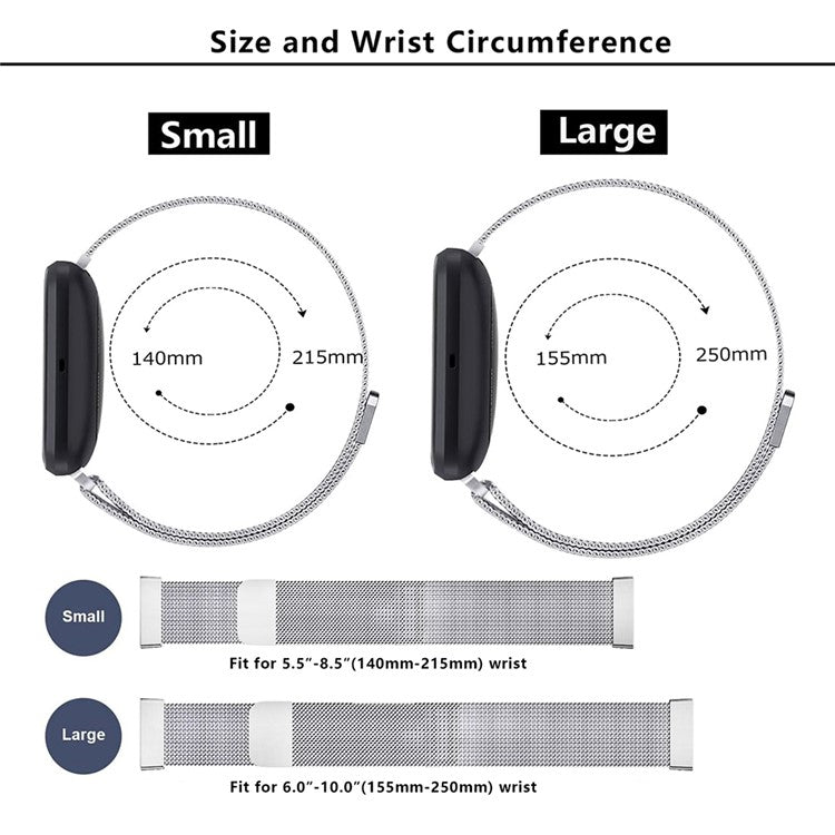 KALEBOL KLB-ML-001 Size L For Fitbit Versa 4 / 3 / Sense / Sense 2 Watch Band Milanese Magnetic Wrist Strap - Black