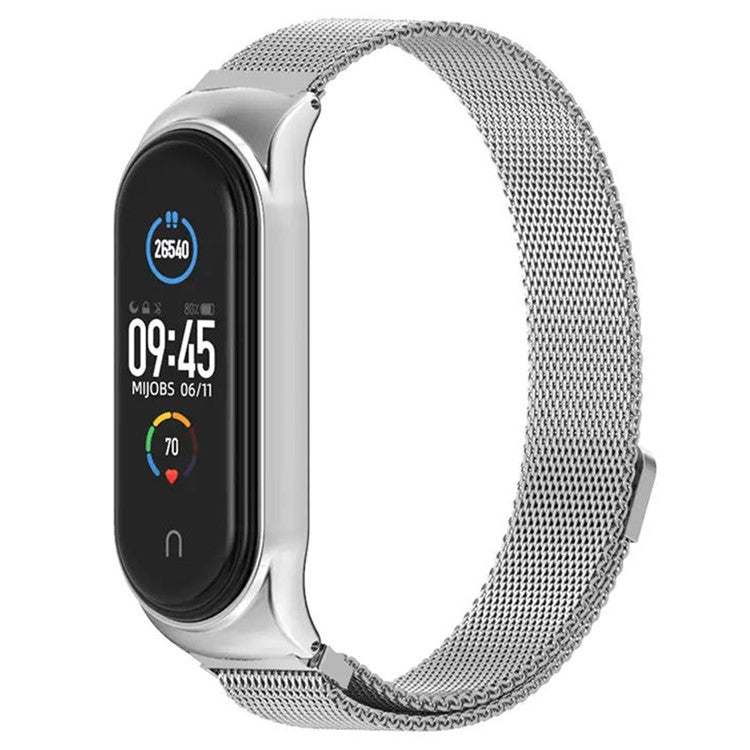 KALEBOL KLB-ML-001 For Xiaomi Mi Band 4 / 3 Milanese Mesh Band Magnetic Stainless Steel Watch Strap - Silver