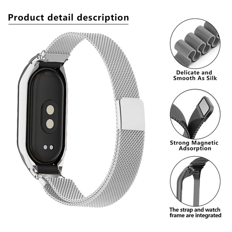 KALEBOL KLB-ML-001 For Xiaomi Mi Band 4 / 3 Milanese Mesh Band Magnetic Stainless Steel Watch Strap - Silver