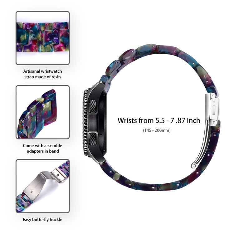 For Huawei Watch 4 Pro / Watch GT 3 / 2 46mm Resin Watch Band 22mm Waterproof Quick Release Watch Strap - Purple / Green