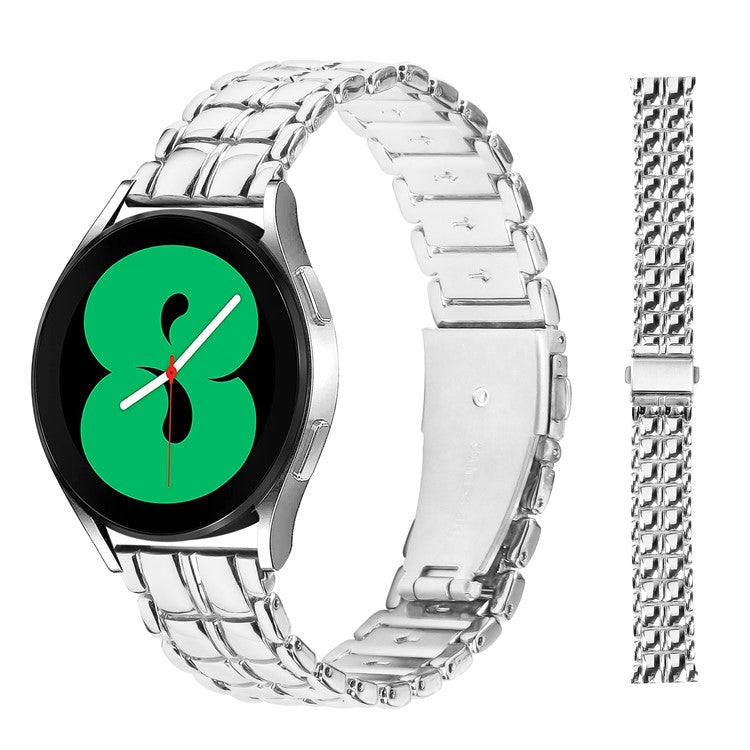 For Huami Amazfit Youth Edition 20mm Grid Texture Replacement Strap Stainless Steel Watch Band - Silver