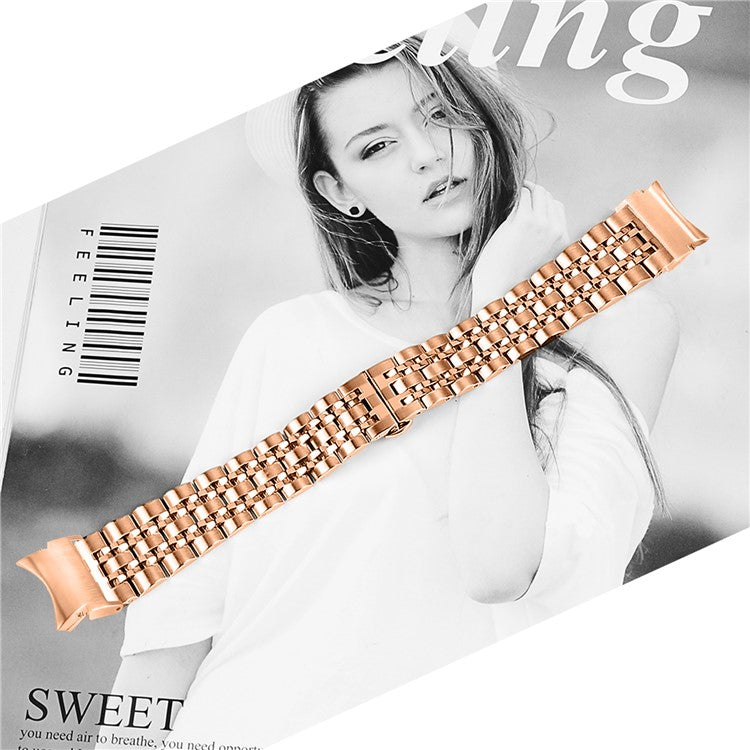 For Samsung Galaxy Watch 5 / 5 Pro / Watch FE 40mm / Watch4 / Watch4 Classic 46mm Stainless Steel Watch Strap with Connector - Rose Gold