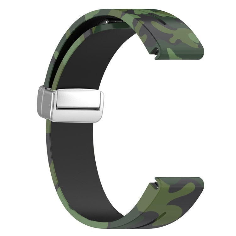 For Garmin Fenix 7S / 6S Pro / 5S Plus / Instinct 2S Camouflage Watch Bands Silver Buckle 20mm Sports Strap - Camo Green