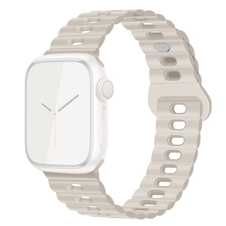 For Apple Watch Series 10 46mm / Ultra 2 Ultra 49mm / Series 9 8 7 45mm / 6 5 4 SE (2023) SE (2022) SE 44mm / 3 2 1 42mm Silicone Watch Band - Starlight