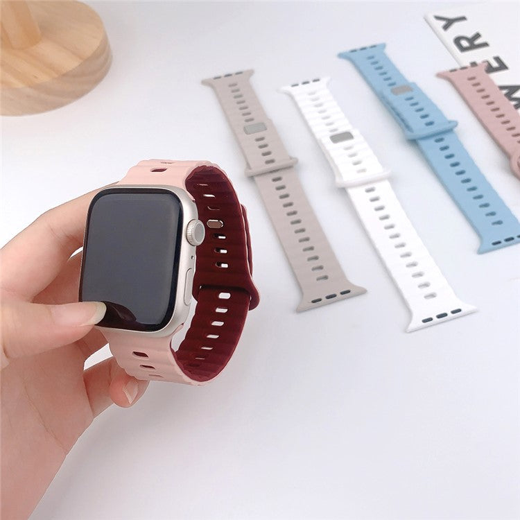 For Apple Watch Series 10 46mm / Ultra 2 Ultra 49mm / Series 9 8 7 45mm / 6 5 4 SE (2023) SE (2022) SE 44mm / 3 2 1 42mm Silicone Watch Band - Starlight