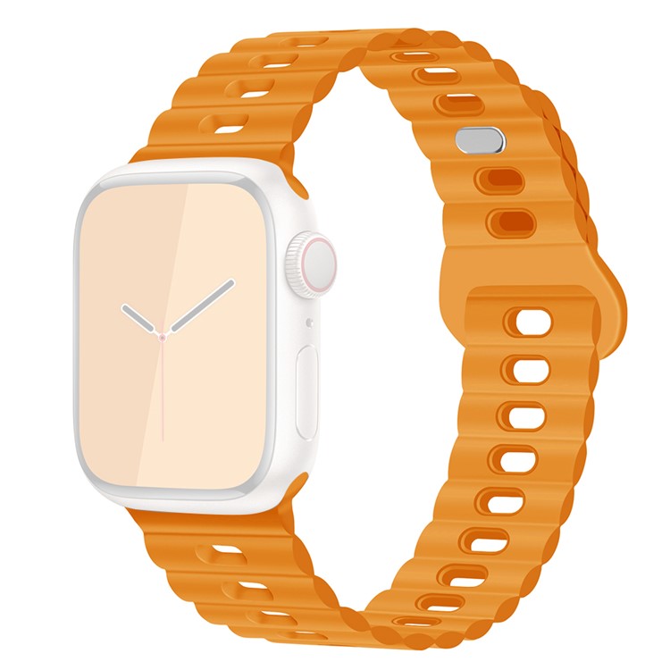 For Apple Watch Series 10 46mm / Ultra 2 Ultra 49mm / Series 9 8 7 45mm / 6 5 4 SE (2023) SE (2022) SE 44mm / 3 2 1 42mm Silicone Watch Band - Orange