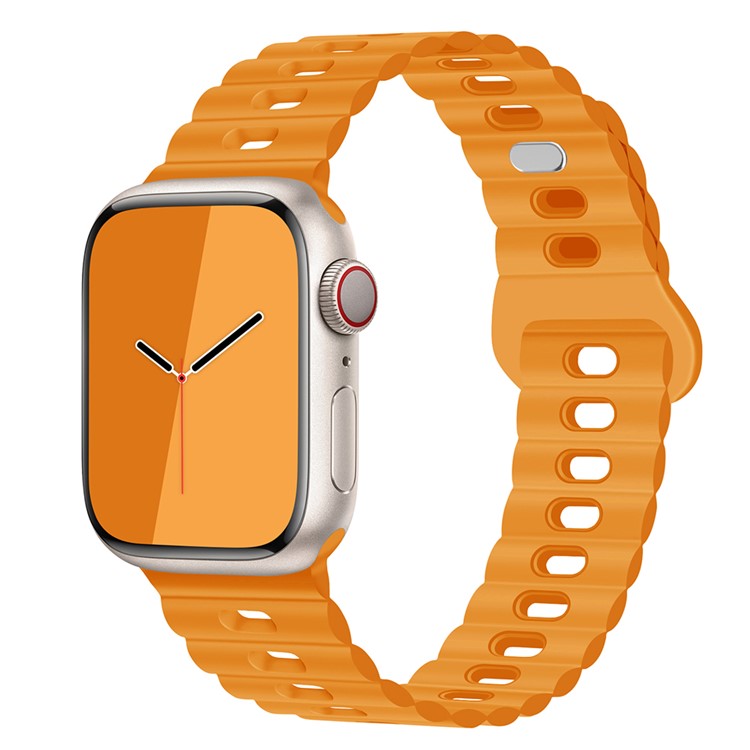 For Apple Watch Series 10 46mm / Ultra 2 Ultra 49mm / Series 9 8 7 45mm / 6 5 4 SE (2023) SE (2022) SE 44mm / 3 2 1 42mm Silicone Watch Band - Orange