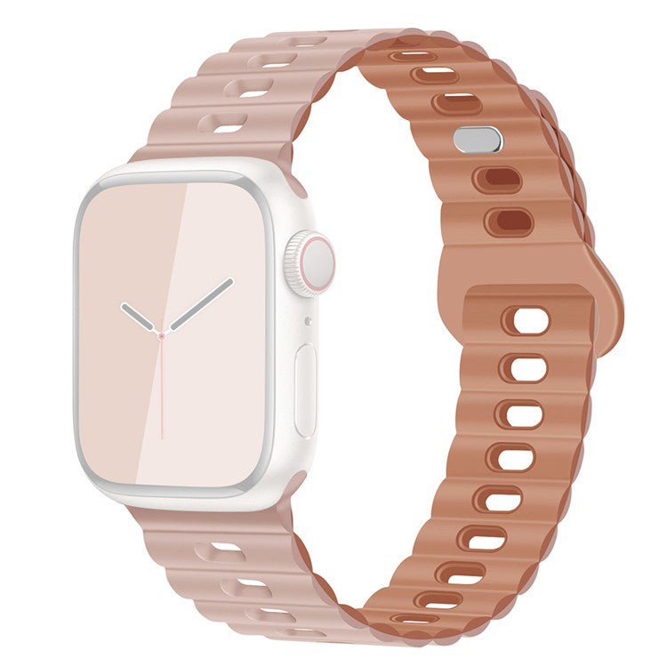 Watch Strap for Apple Watch Series 10 42mm / 9 8 7 41mm / SE (2023) SE (2022) SE 6 5 4 40mm / 3 2 1 38mm Silicone Watch Band - Pink+Rose Pink