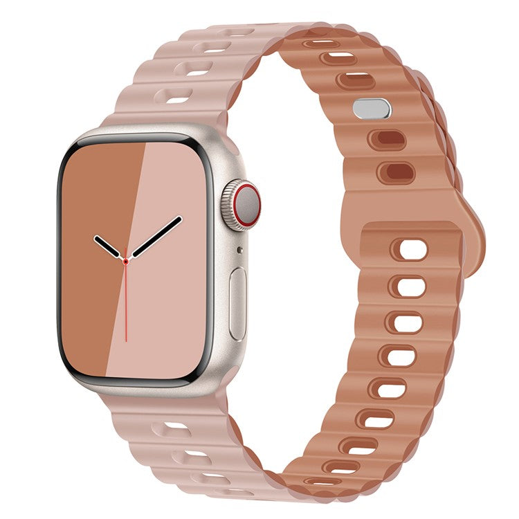 Watch Strap for Apple Watch Series 10 42mm / 9 8 7 41mm / SE (2023) SE (2022) SE 6 5 4 40mm / 3 2 1 38mm Silicone Watch Band - Pink+Rose Pink