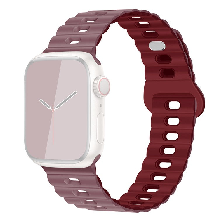 Watch Strap for Apple Watch Series 10 42mm / 9 8 7 41mm / SE (2023) SE (2022) SE 6 5 4 40mm / 3 2 1 38mm Silicone Watch Band - Smoke Purple+Purple Red