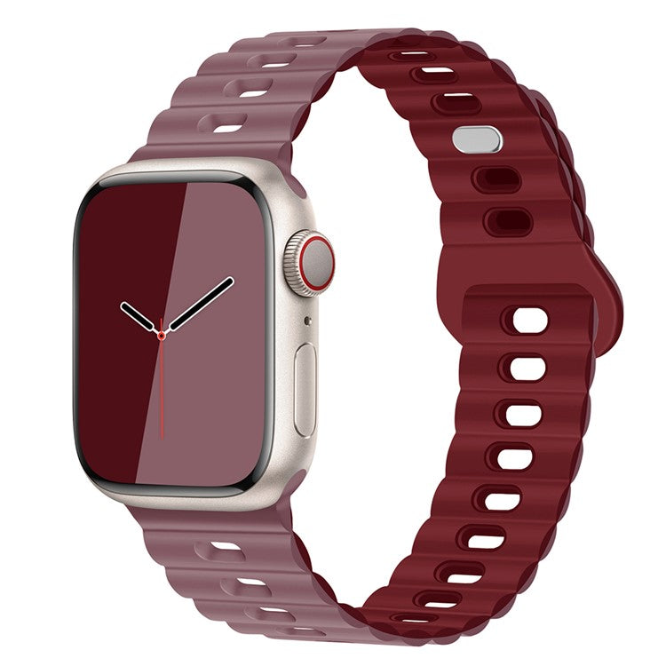 Watch Strap for Apple Watch Series 10 42mm / 9 8 7 41mm / SE (2023) SE (2022) SE 6 5 4 40mm / 3 2 1 38mm Silicone Watch Band - Smoke Purple+Purple Red