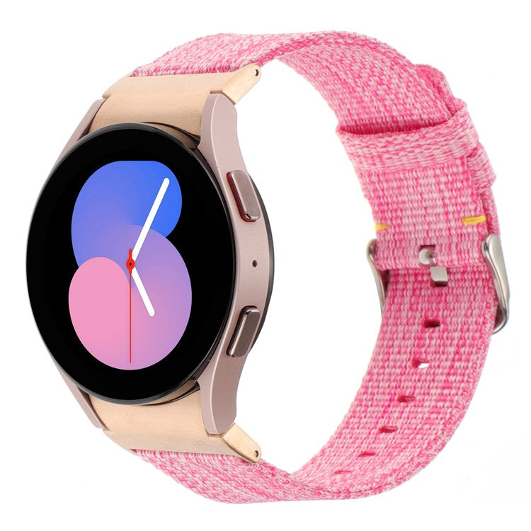 For Samsung Galaxy Watch FE 40mm / Watch6 / Watch6 Classic / Watch 5 / Watch 5 Pro Watch Band Adjustable Nylon Wrist Strap - Pink