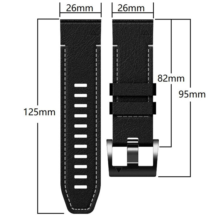 For Garmin Tactix 7 Pro / Fenix 7X / 6X / 6X Pro / 5X Plus Watch Strap Leather Coated Silicone Wrist Band - Coffee