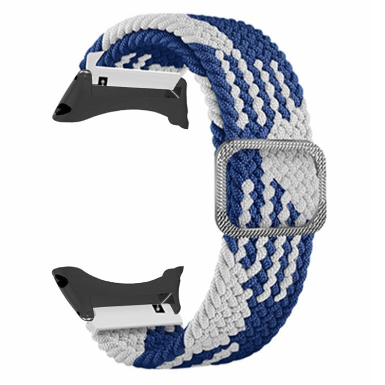 For Suunto Core Watch Band Stretchy 22mm Soft Nylon Elastic Braided Strap - Blue+White