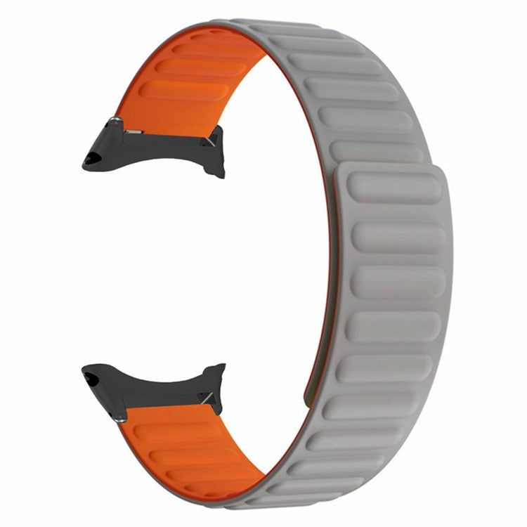For Suunto Core Magnetic Watch Band 22mm Skin-Friendly Silicone Strap - Grey+Orange