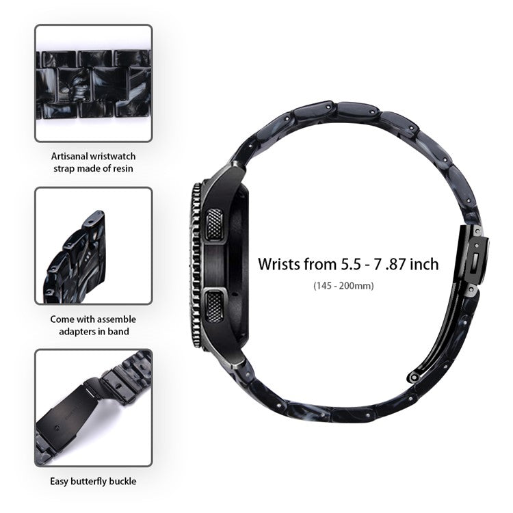 For Misfit Vapor Watch Band Waterproof Resin Replacement Watch Strap - Black Flower