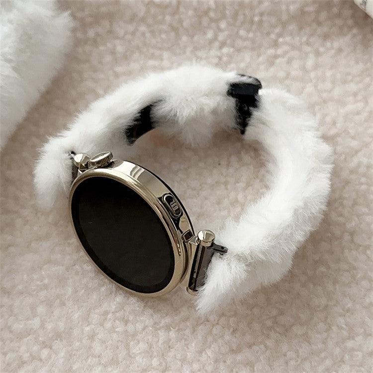 18mm Smart Watch Soft Plush Strap Folding Magnetic Buckle Replacement Wrist Band - White