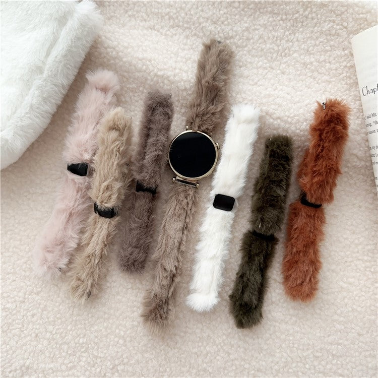 18mm Smart Watch Soft Plush Strap Folding Magnetic Buckle Replacement Wrist Band - White