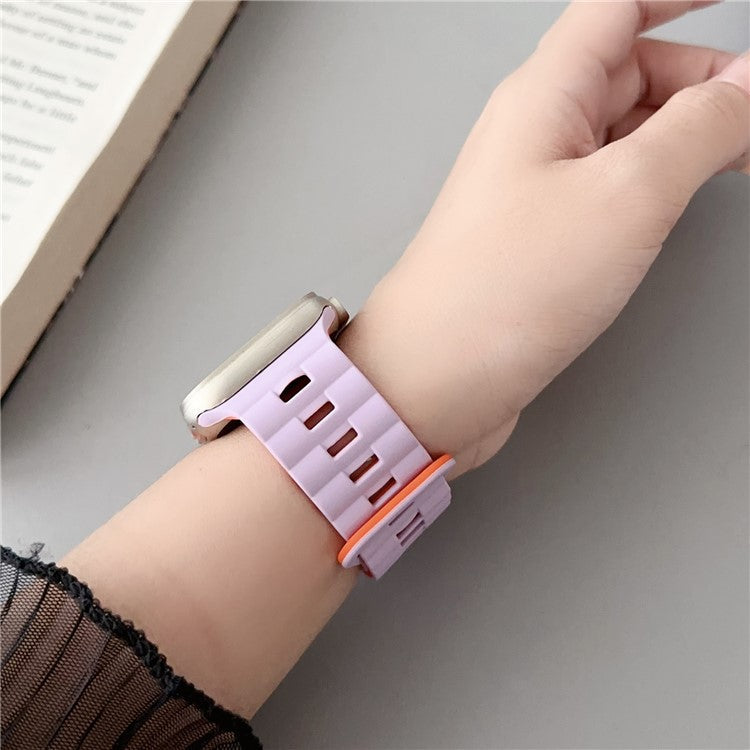 For Apple Watch Series 10 46mm / Ultra 2 Ultra 49mm / Series 9 8 7 45mm / 6 5 4 SE (2023) SE (2022) SE 44mm / 3 2 1 42mm Bands Magnetic Watch Strap - Light Pink+White