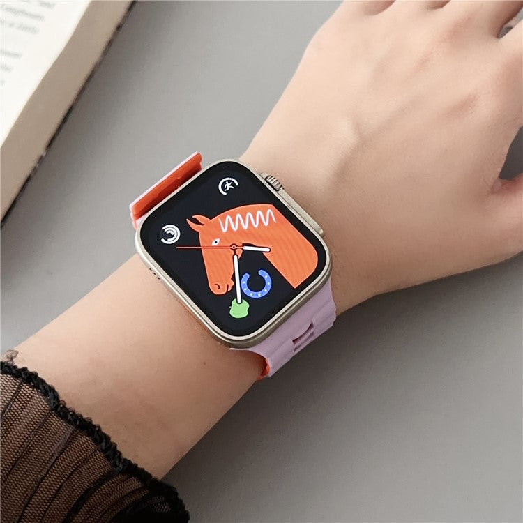 For Apple Watch Series 10 46mm / Ultra 2 Ultra 49mm / Series 9 8 7 45mm / 6 5 4 SE (2023) SE (2022) SE 44mm / 3 2 1 42mm Bands Magnetic Watch Strap - Light Pink+White