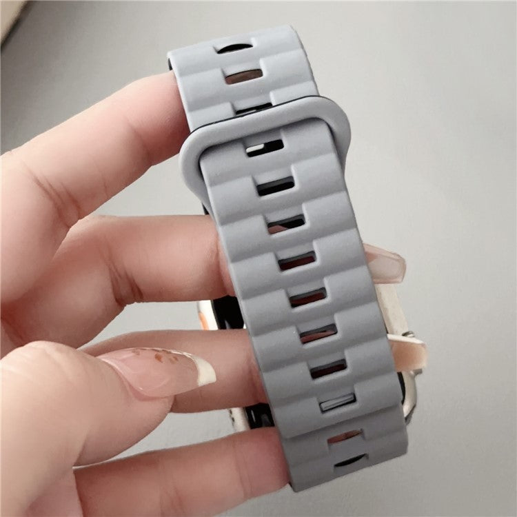 For Apple Watch Series 10 46mm / Ultra 2 Ultra 49mm / Series 9 8 7 45mm / 6 5 4 SE (2023) SE (2022) SE 44mm / 3 2 1 42mm Bands Magnetic Watch Strap - Light Pink+White