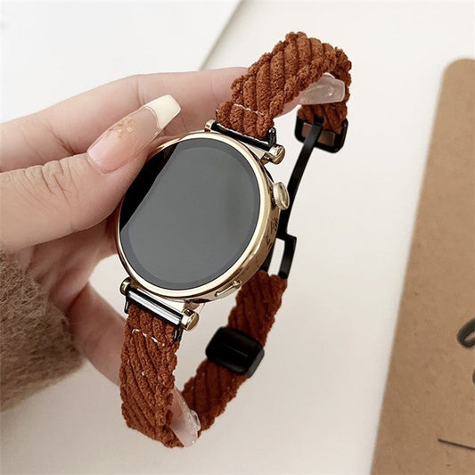 18mm Universal Smart Watch Band Corduroy Strap Replacement - Brown