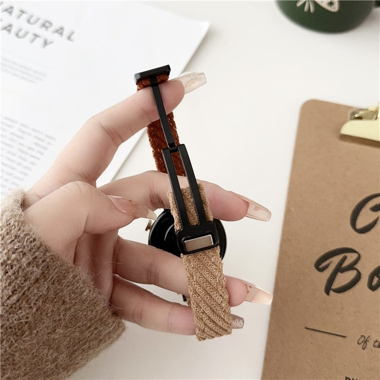 18mm Universal Smart Watch Band Corduroy Strap Replacement - Brown