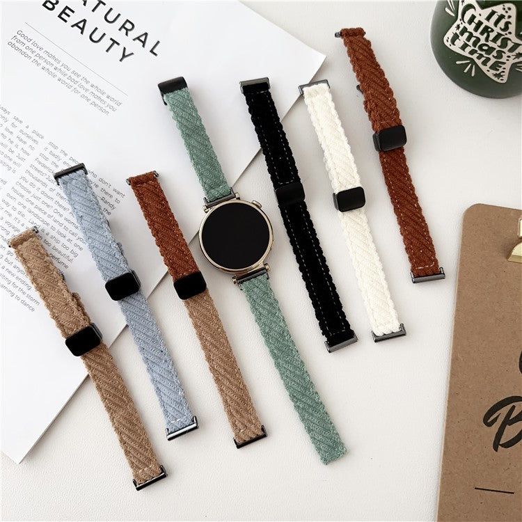 18mm Universal Smart Watch Band Corduroy Strap Replacement - Brown