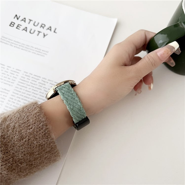 18mm Universal Smart Watch Band Corduroy Strap Replacement - Khaki+Brown