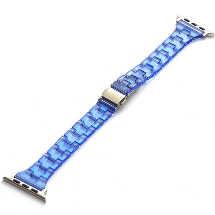 Watch Strap for Apple Watch Series 10 42mm / 9 8 7 41mm / SE (2023) SE (2022) SE 6 5 4 40mm / 3 2 1 38mm Jelly Resin Watch Strap - Transparent Dark Blue