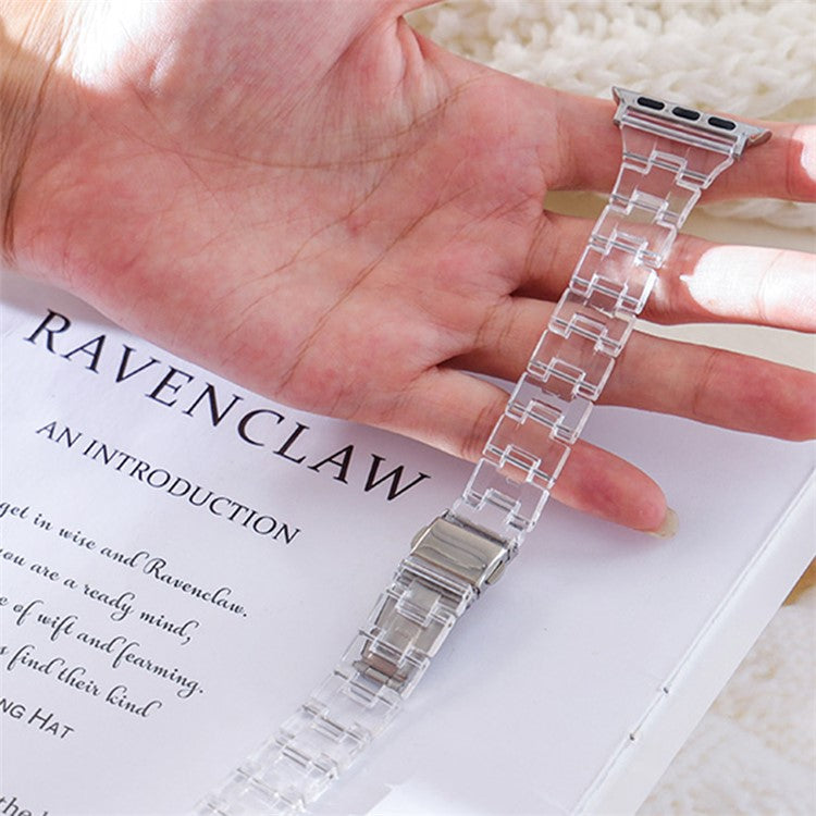 Watch Strap for Apple Watch Series 10 42mm / 9 8 7 41mm / SE (2023) SE (2022) SE 6 5 4 40mm / 3 2 1 38mm Jelly Resin Watch Strap - Transparent Dark Blue