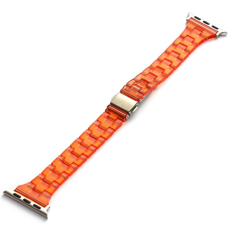 Resin Band for Apple Watch Series 10 46mm / Ultra 2 Ultra 49mm / Series 9 8 7 45mm / 6 5 4 SE (2023) SE (2022) SE 44mm / 3 2 1 42mm Jelly Watch Strap - Transparent Orange