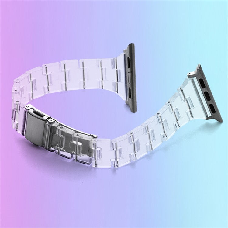 Resin Band for Apple Watch Series 10 46mm / Ultra 2 Ultra 49mm / Series 9 8 7 45mm / 6 5 4 SE (2023) SE (2022) SE 44mm / 3 2 1 42mm Jelly Watch Strap - Transparent Black