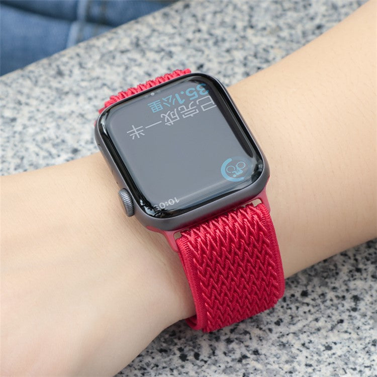 Watch Strap for Apple Watch Series 10 42mm / 9 8 7 41mm / SE (2023) SE (2022) SE 6 5 4 40mm / 3 2 1 38mm Wave Design Nylon Wrist Band - Dark Blue